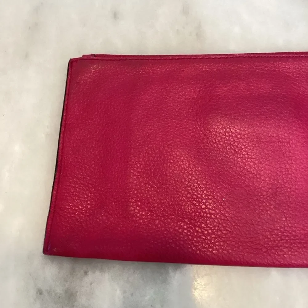 Michael Kors Purse Pouch Wristlet Pebbled Leather Clutch with Metallic Logo